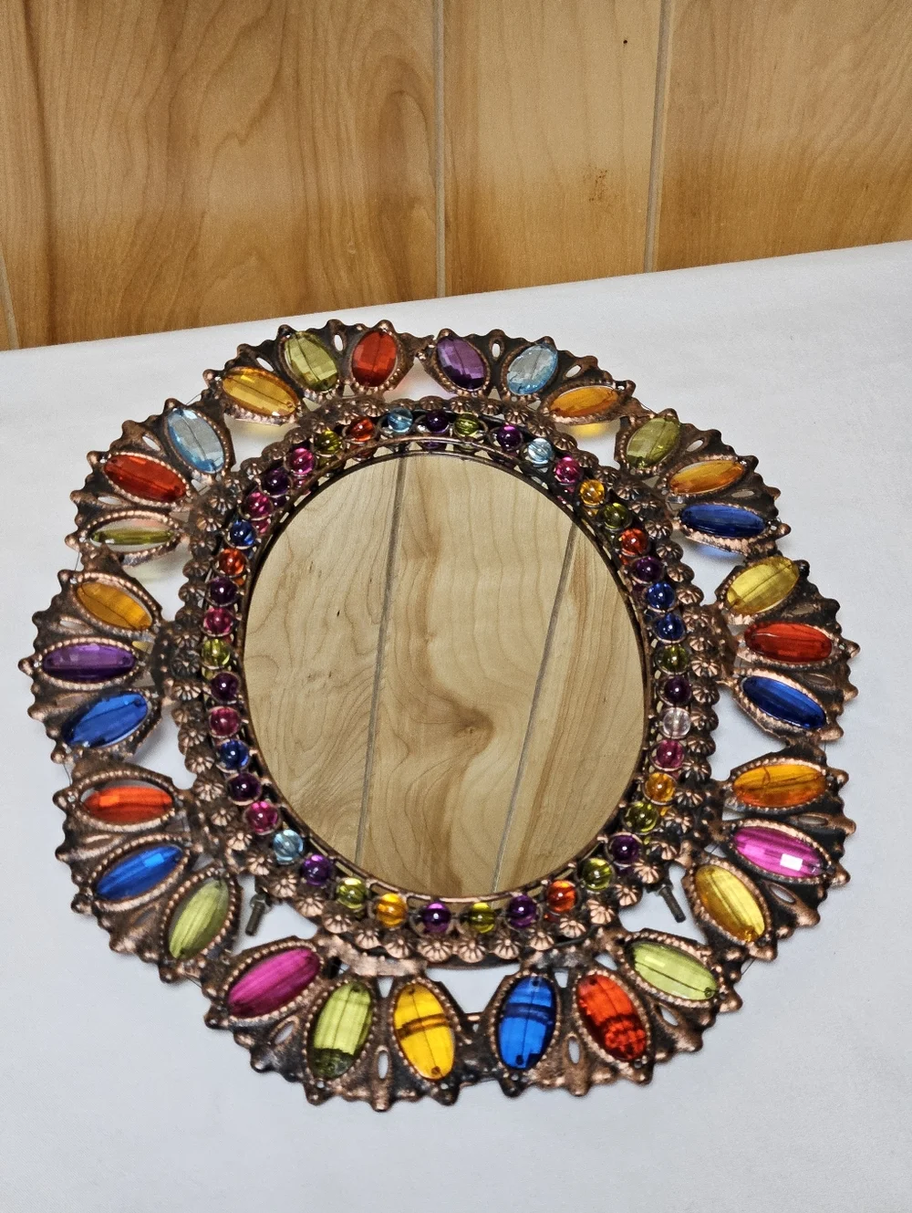 Pier 1 Imports Oval Jeweled Mirror Boho Bohemian 15